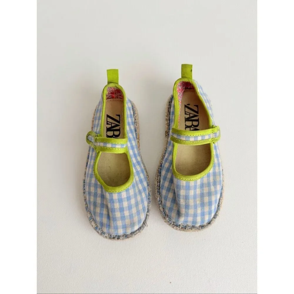 Zara Girls Gingham Mary Jane Toddler Shoes size 6.5